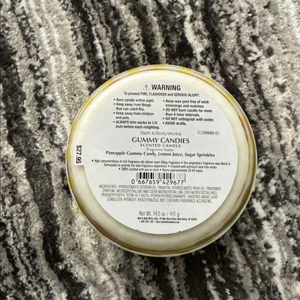 BATH & BODY WORKS LIMITED EDITION “GUMMY CANDIES“ SUNDAE BAR 3-WICK CANDLE.